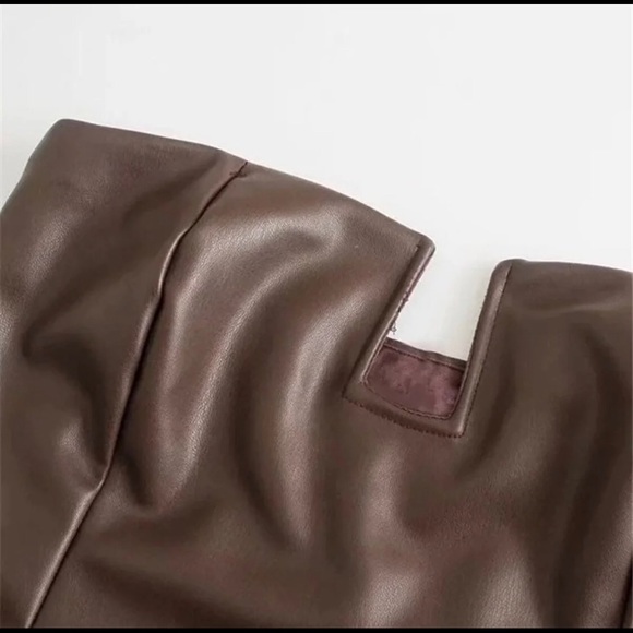 Tops | Nwt Indefeir Studios Faux Brown Leather Bodysuit Size M | Poshmark